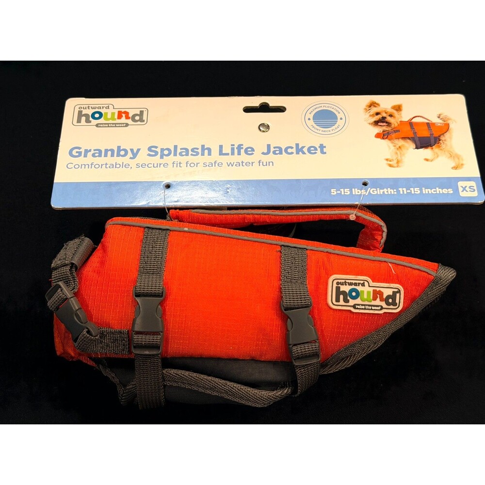 Outward Hound Granby Splash Life Jacket Orange with Gray Straps XS